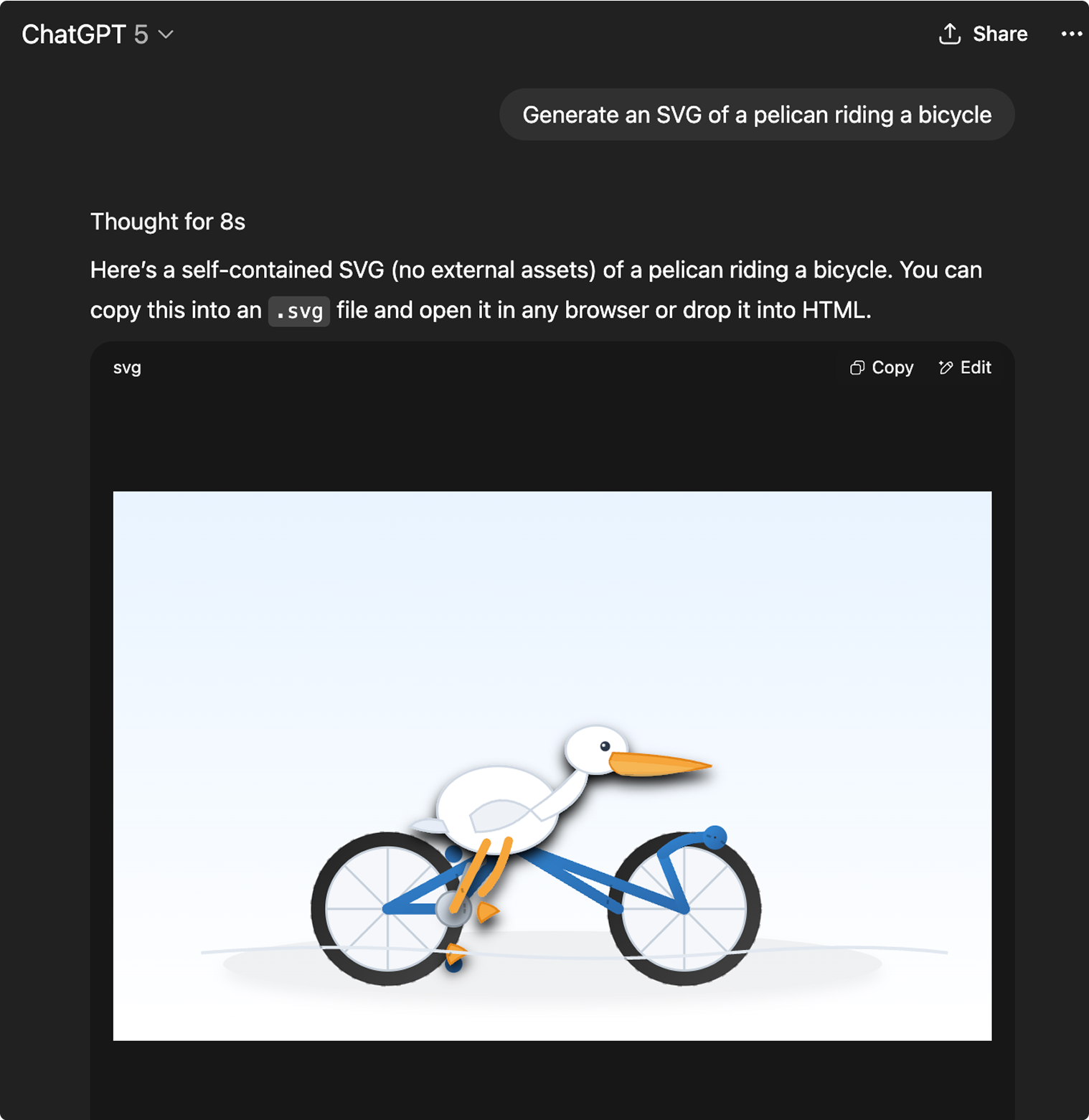 Pelican on a bicycle